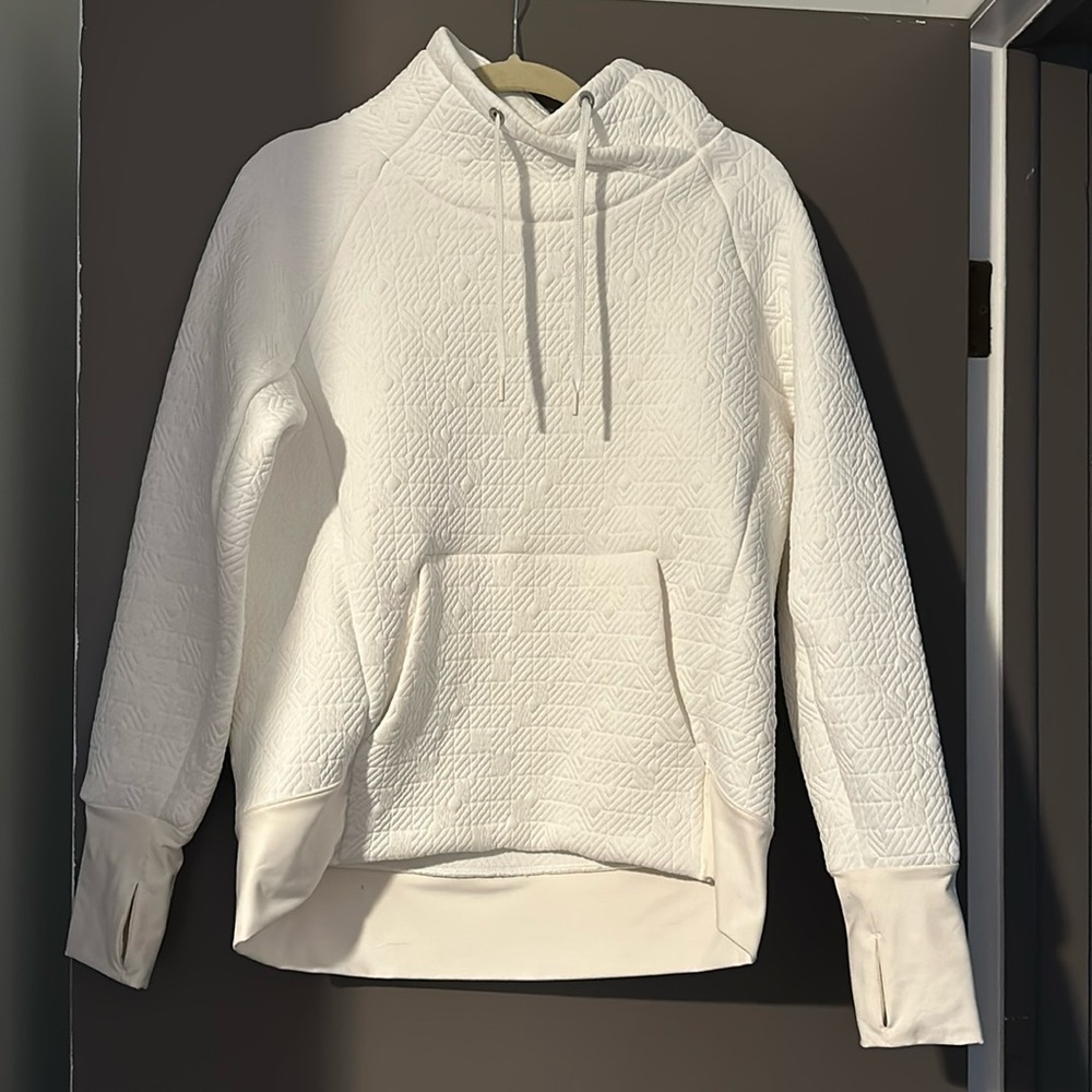 Athleta, Jacquard Elevation Pullover In White Textured Fabric women’s size small